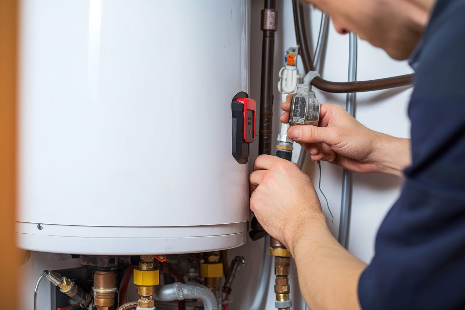 Technician Repairing Water Heater
