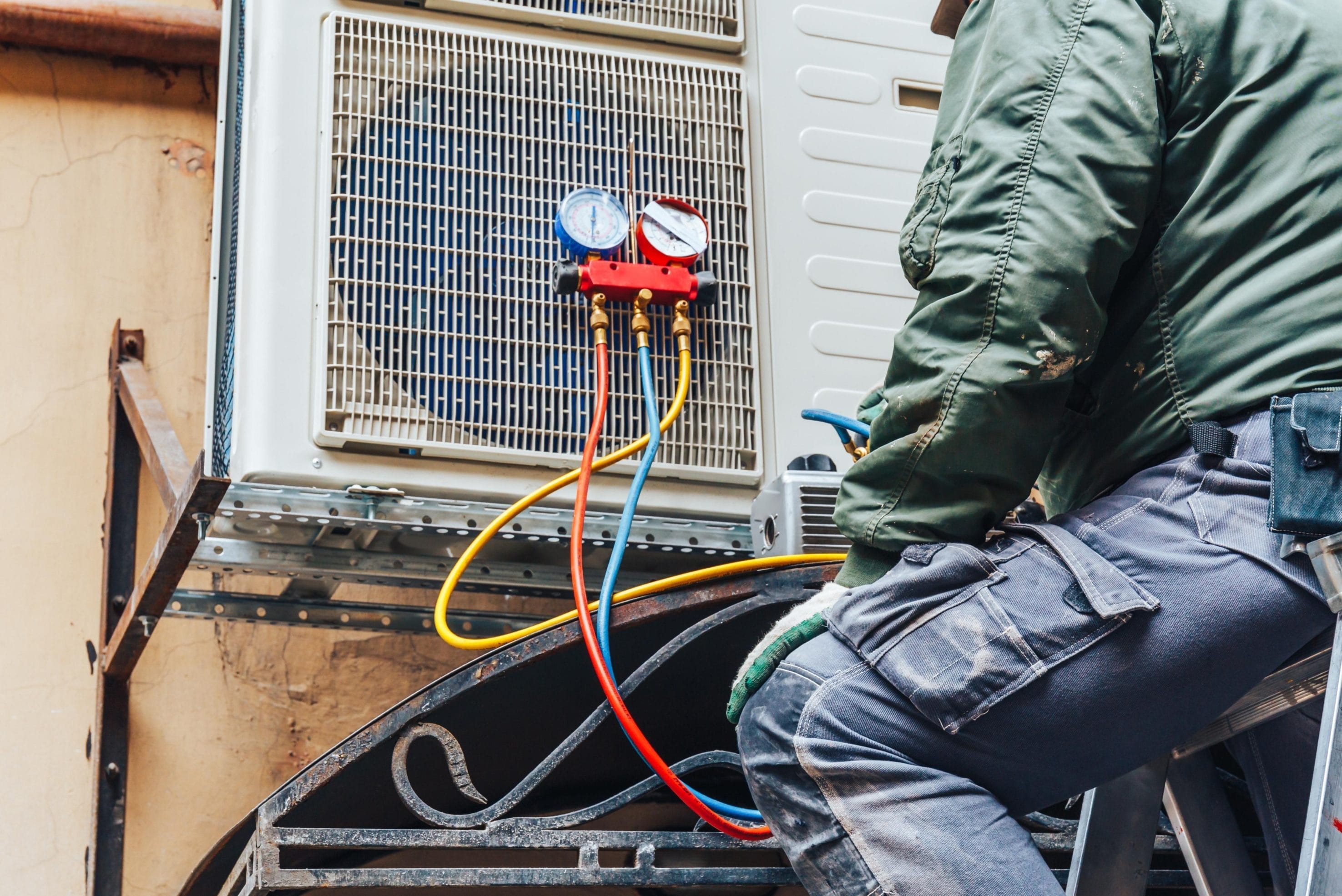 Technician Performing AC Installation
