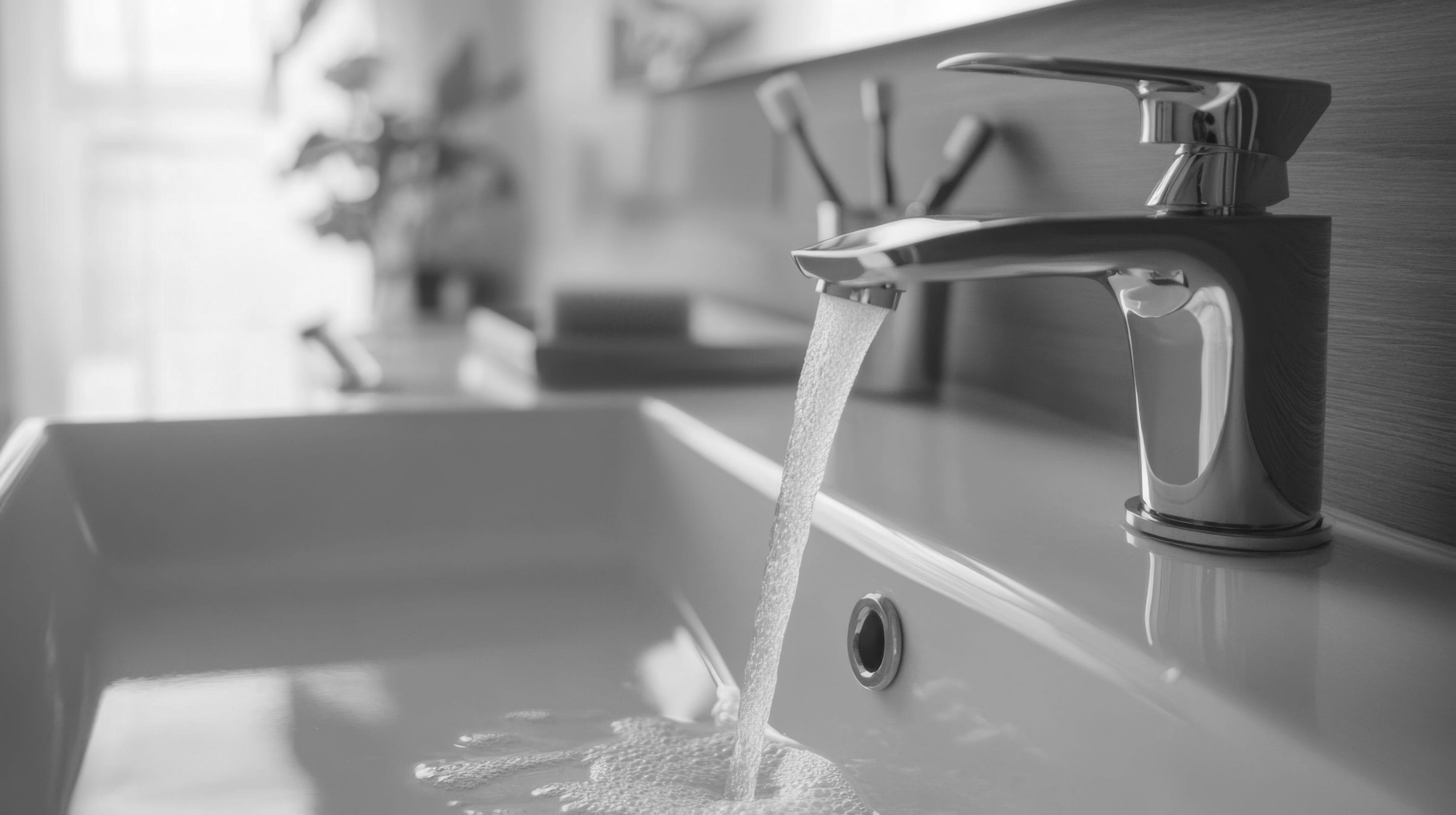 Faucet installation tools and materials laid out on a countertop