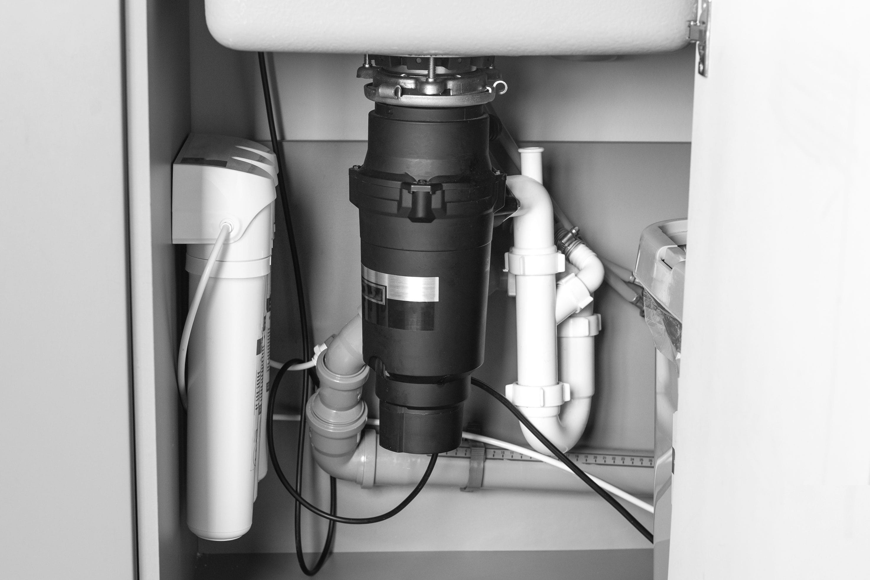 Garbage disposal unit in a kitchen sink
